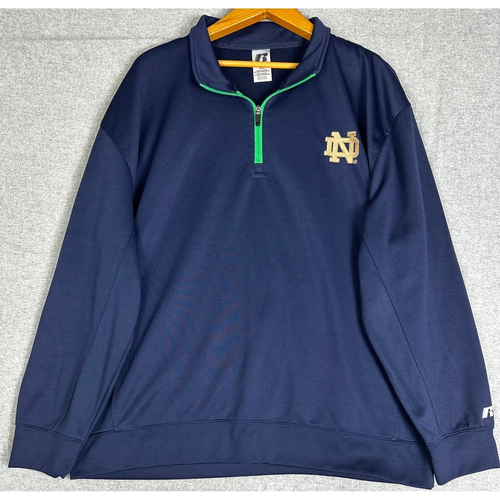 Notre Dame Quarter Zip Pullover Mens 2XL Navy Blue ND Logo Fighting Irish